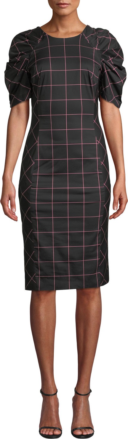 MILLY Aria Check-Print Techno Dress