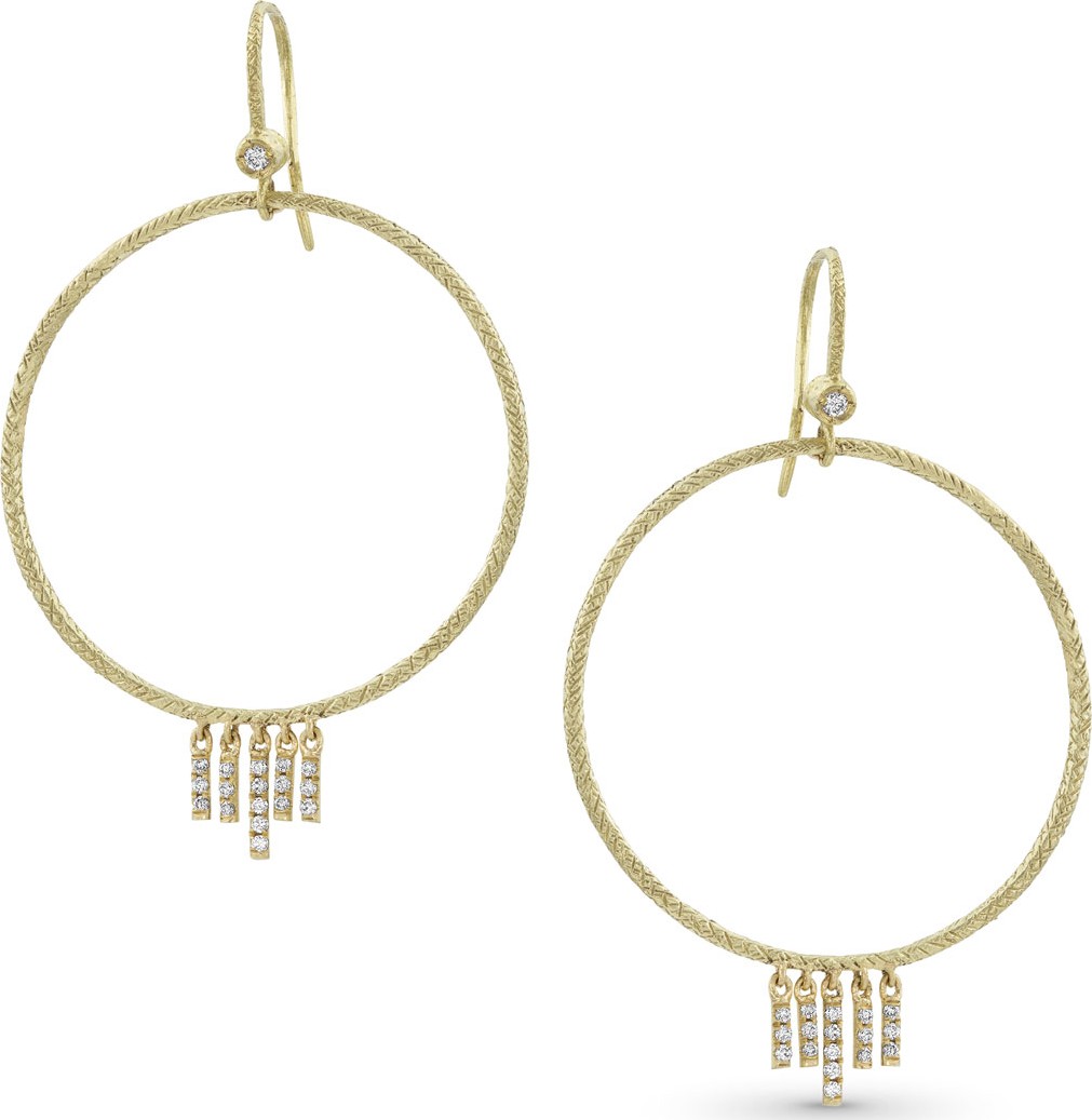 Dominique Cohen 18k Gold Diamond Chevron Drop Earrings