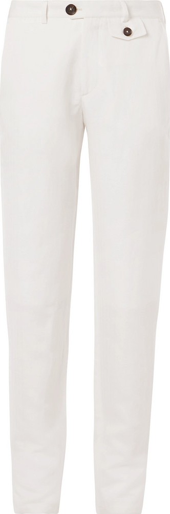 Oliver Spencer Fishtail Herringbone Organic Cotton and Linen-Blend Trousers Oliver Spencer Fishtail Herringbone Organic Cotton and Linen-Blend Trousers