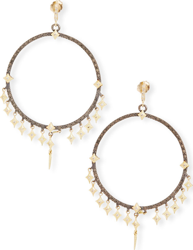 Armenta Old World Diamond Crivelli Hoop Earrings with Dagger Charms