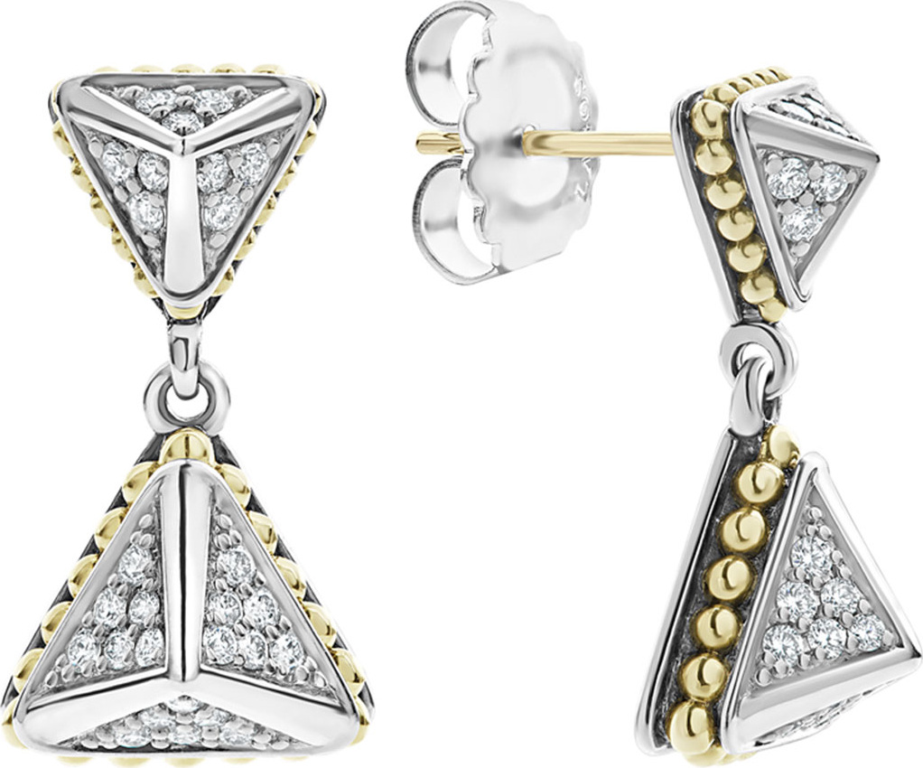 LAGOS KSL Luxe Diamond Pyramid Drop Earrings w/ 18k Gold