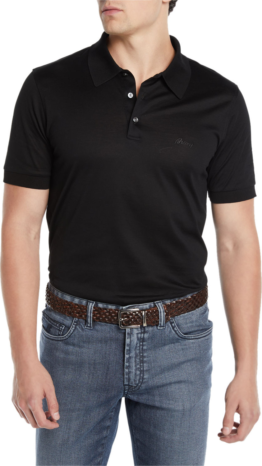Brioni Men's Three-Button Jersey Polo Shirt