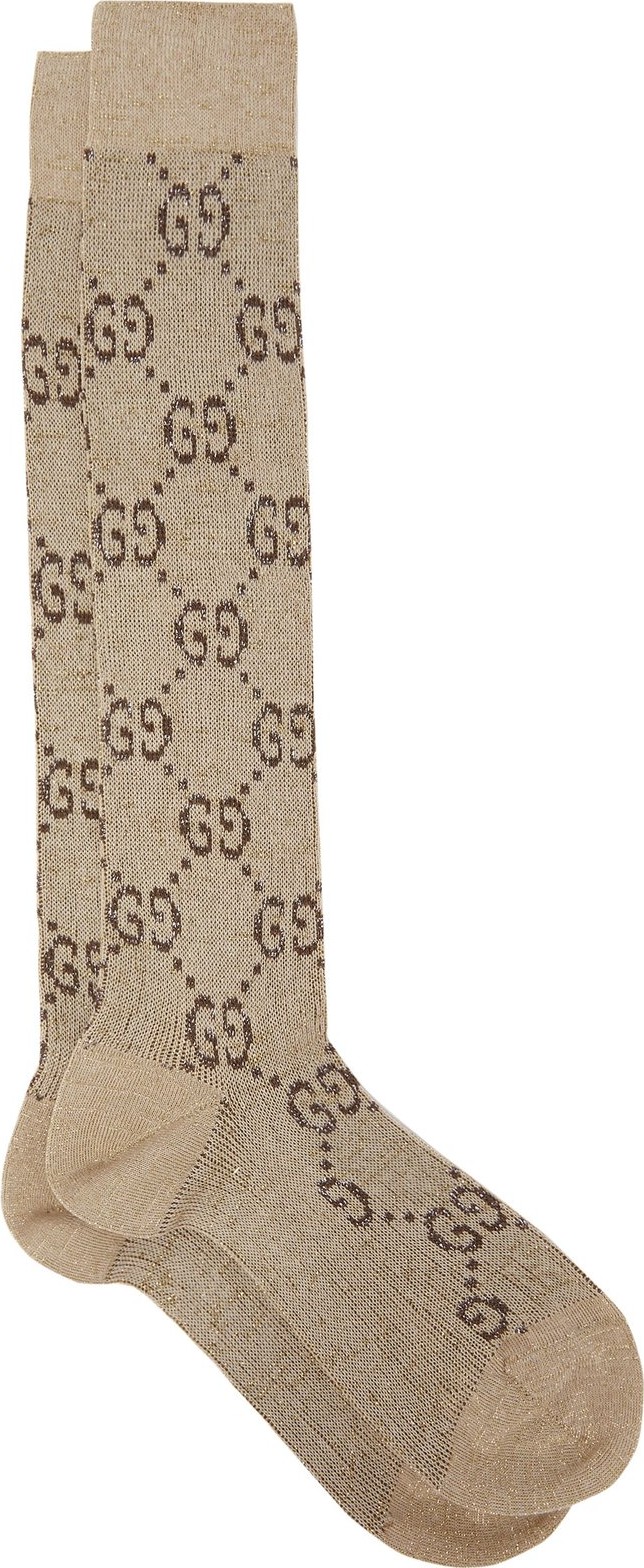 Gucci GG-intarsia knee-high cotton-blend lamé socks