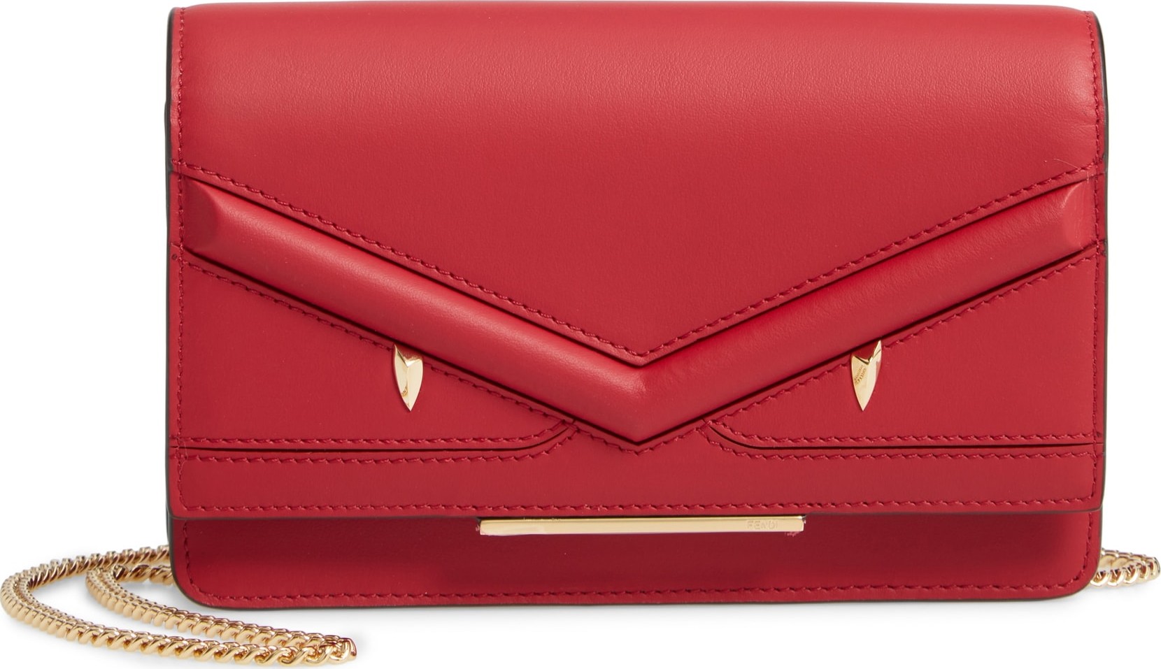 Fendi Wonder Monster Calfskin Leather Wallet on a Chain