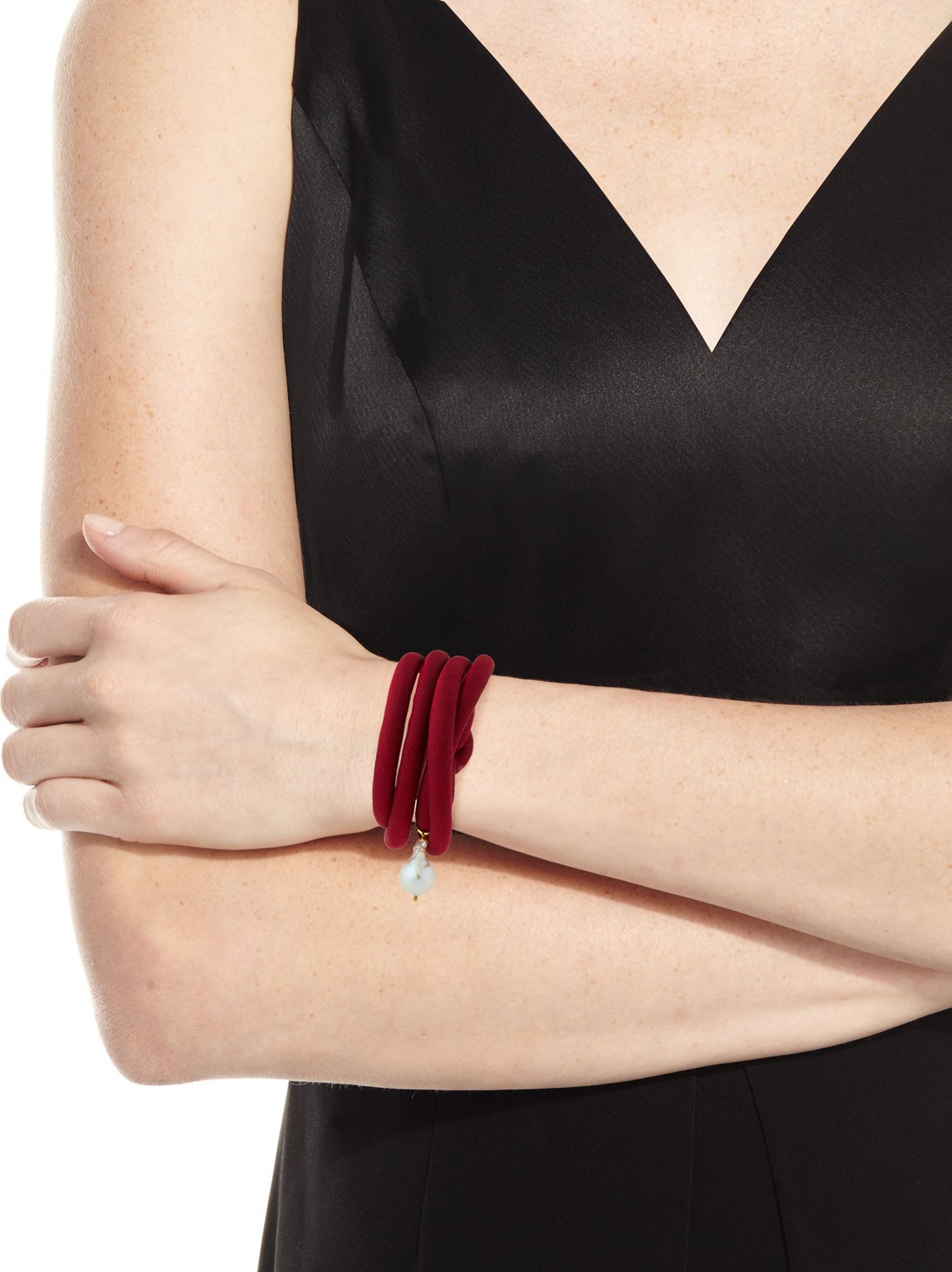 Grazia And Marica Vozza Woven Silk Bracelet with Pearl Charm