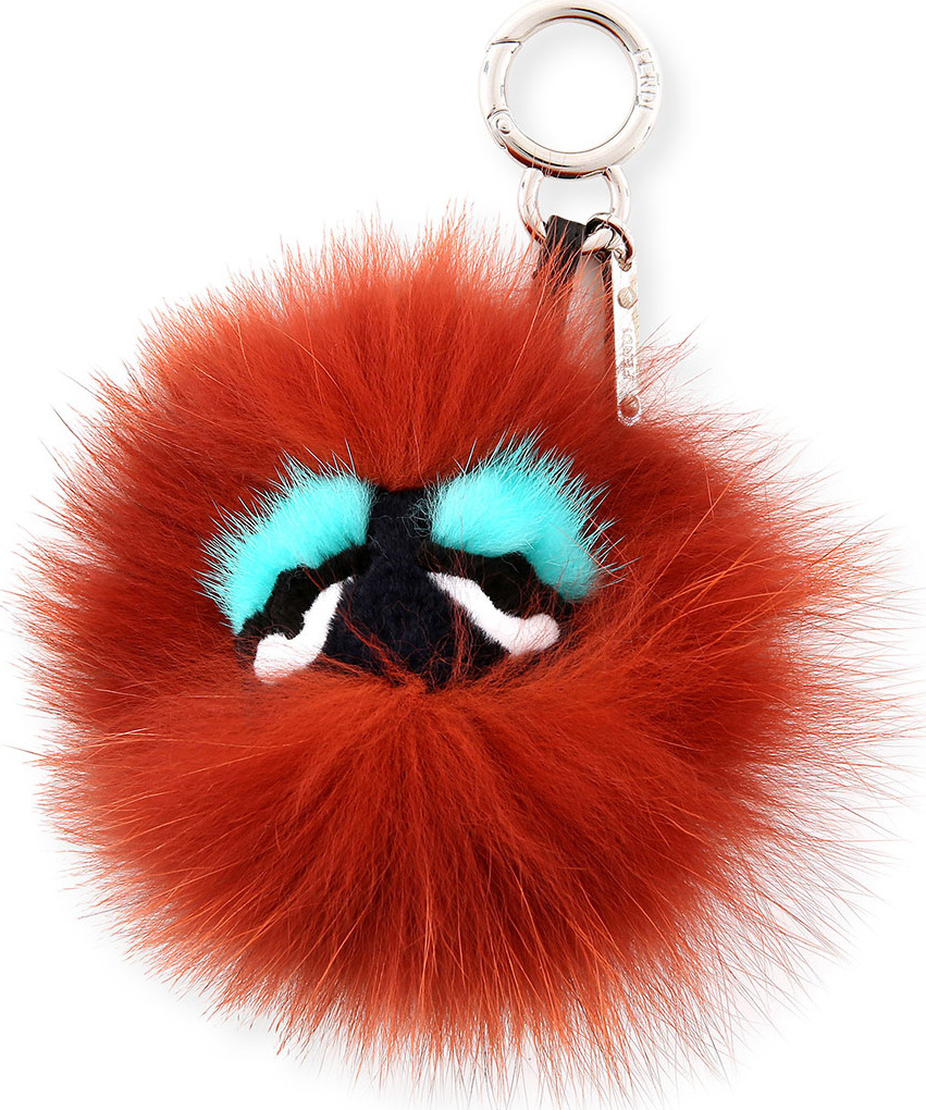 Fendi Blueminous Mini Bag Bugs Charm for Handbag, Black/Bordeaux/Blue