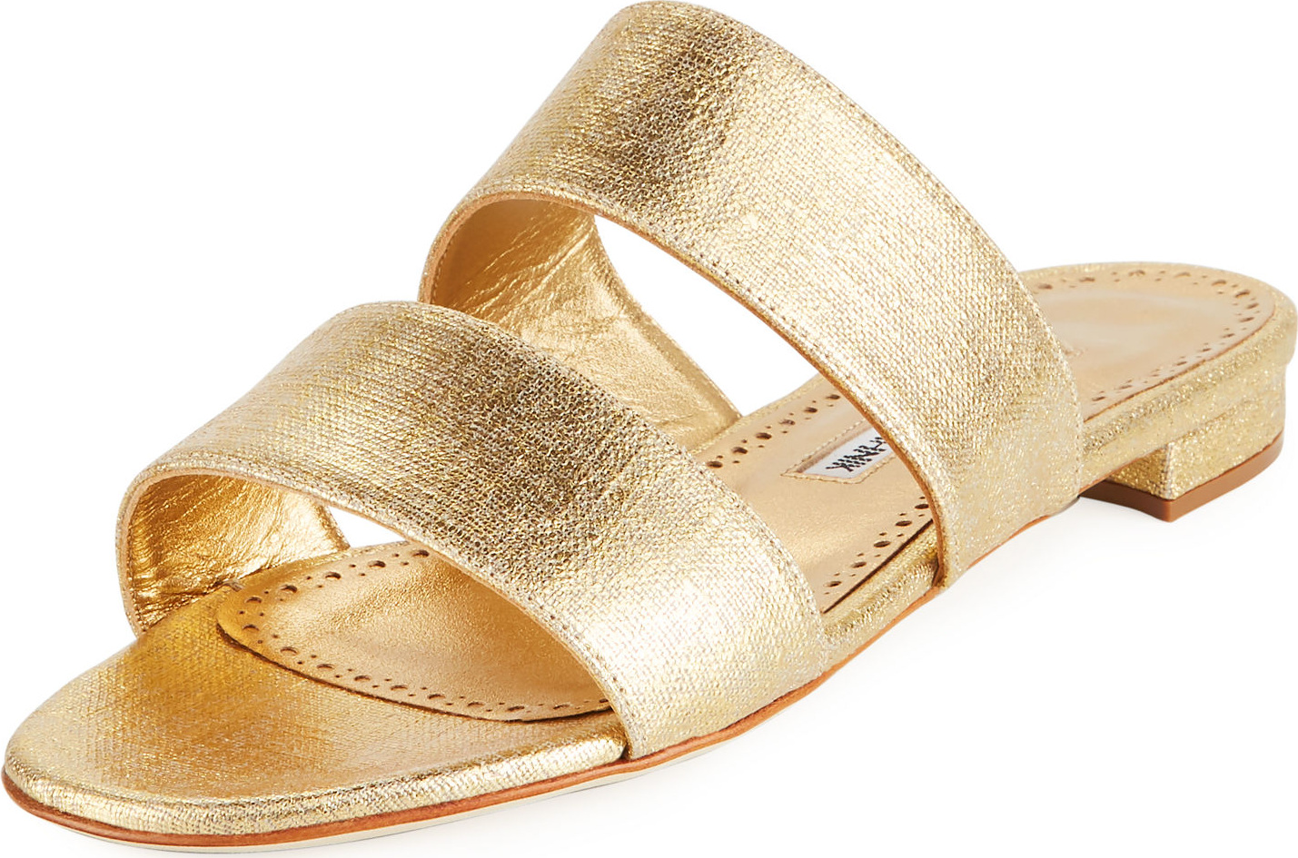 Manolo Blahnik Bulgopla Two-Strap Slide Flat Sandal