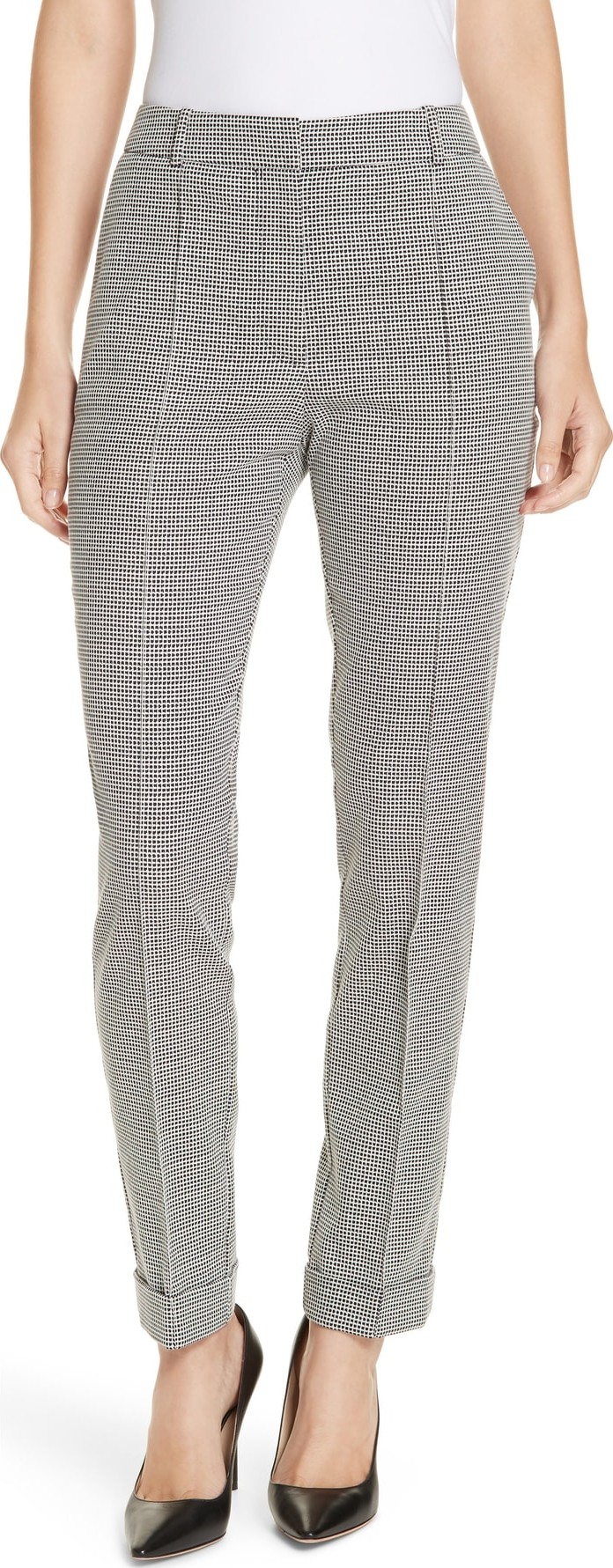 BOSS Hugo Boss Acrila Check Jacquard Straight Leg Trousers