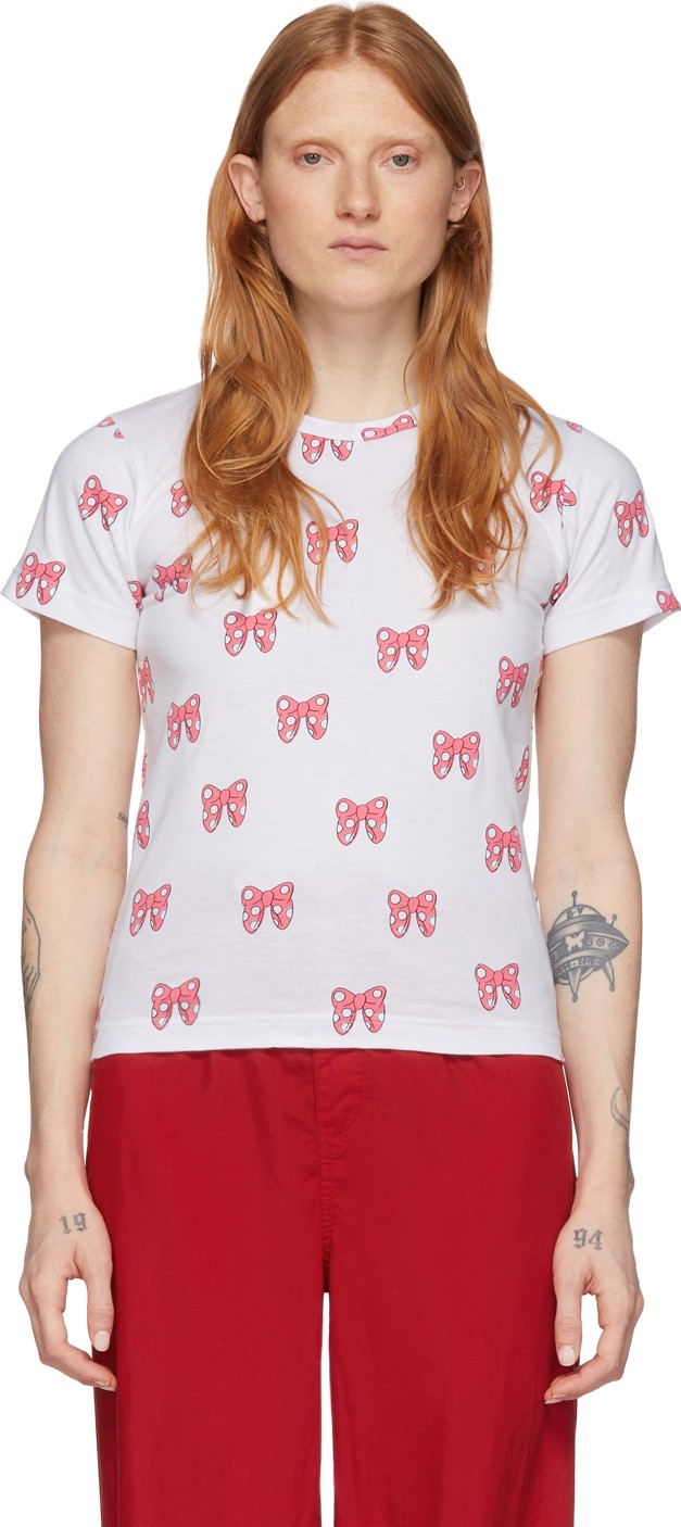 Comme Des Garçons Girl White Disney Edition All Over Ribbons T-Shirt