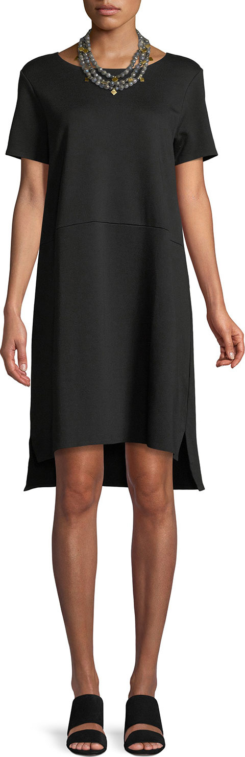 Eileen Fisher Stretch Ponte Short-Sleeve Dress
