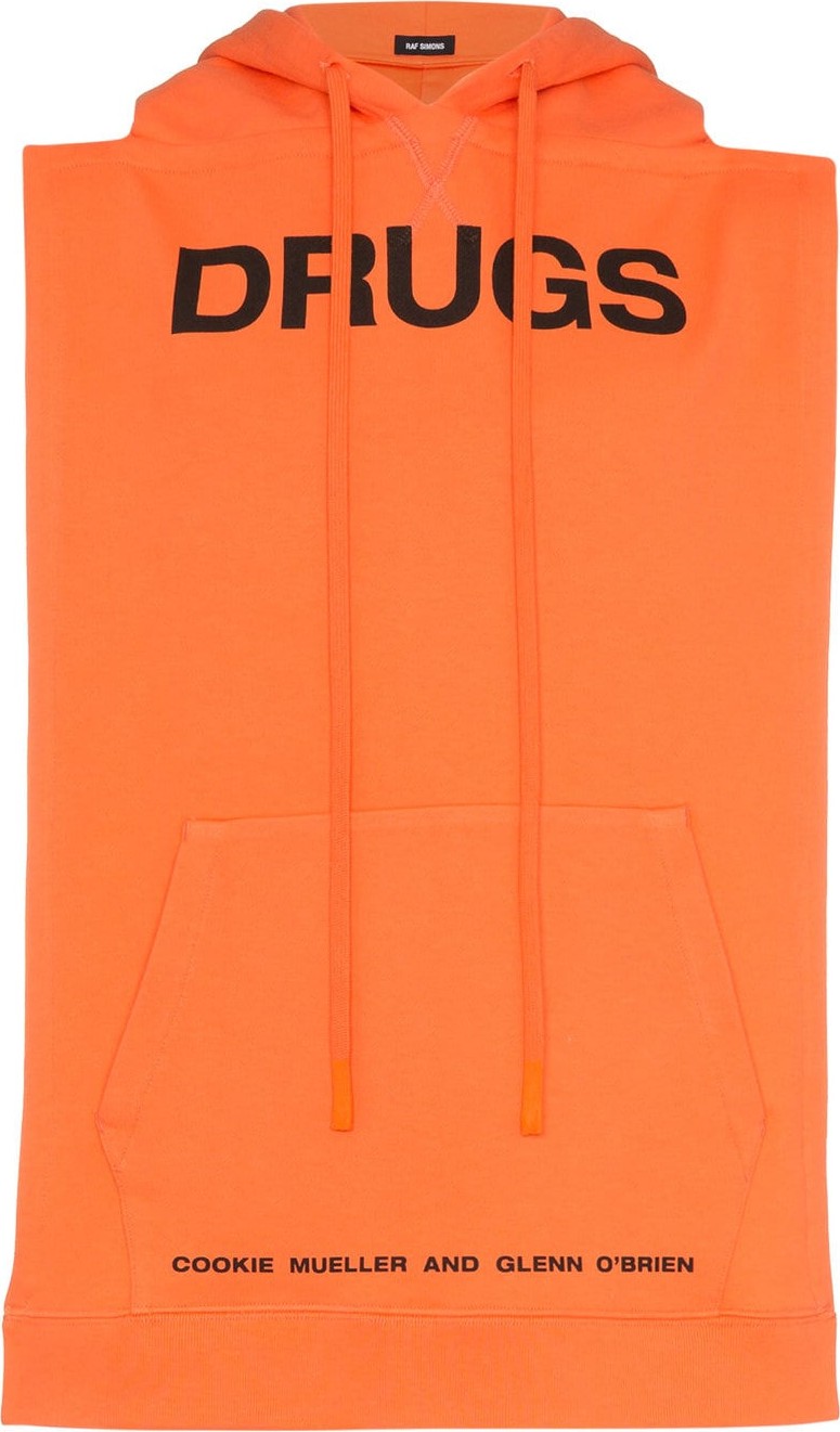 Raf Simons Drugs printed sleeveless hooded pannel