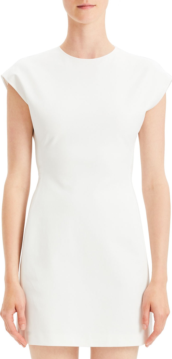 Theory Structured Double-Stretch Fitted Short-Sleeve Dress