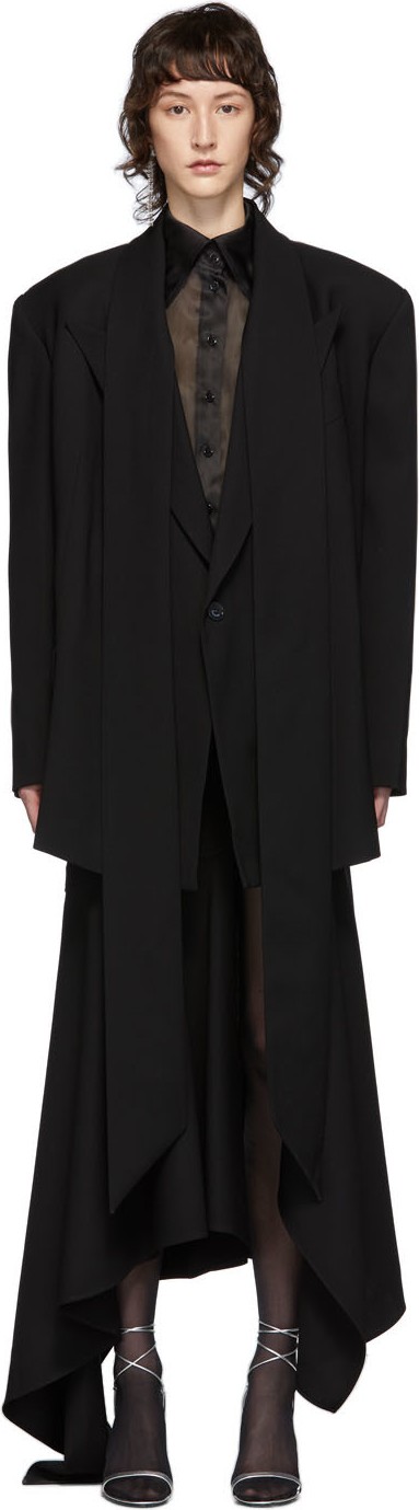 Mugler Black Extended Lapel Blazer