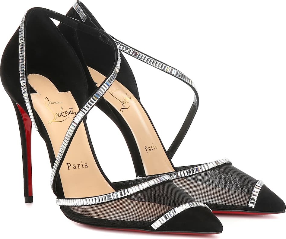 Christian Louboutin Chiara 100 embellished suede pumps