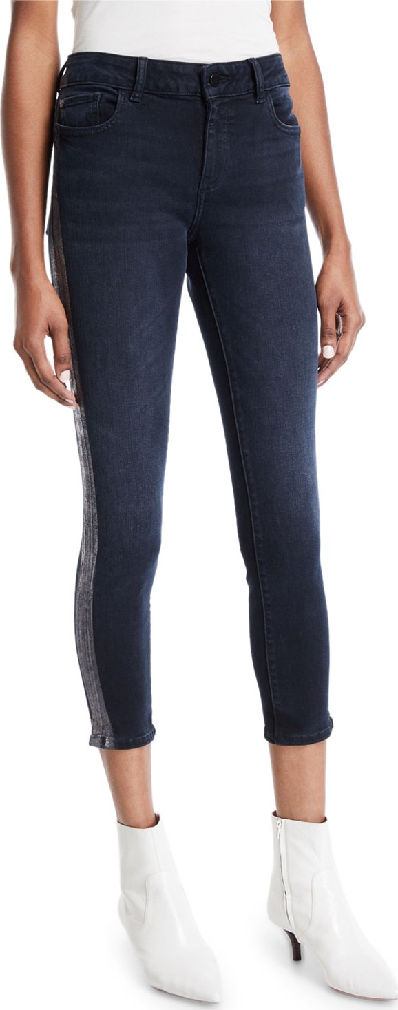 DL1961 Florence Cropped Mid-Rise Skinny Jeans with Side-Stripes