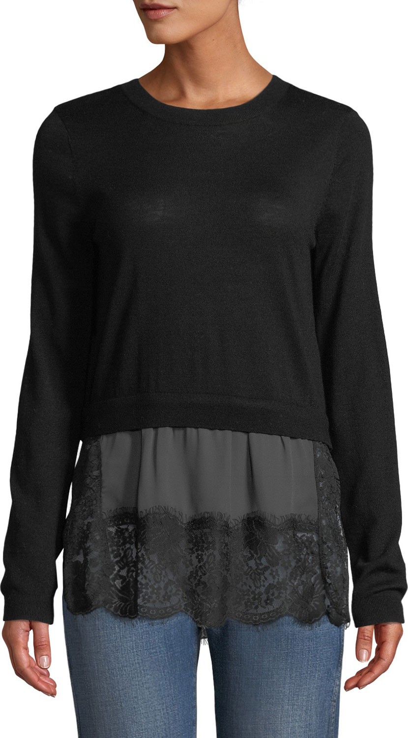 Club Monaco Yahira Wool Sweater with Lace Underlay
