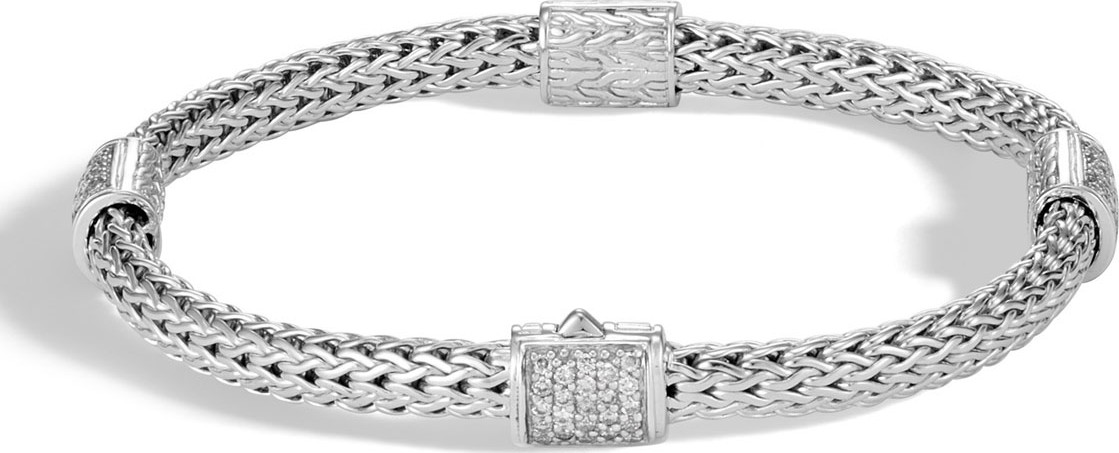 John Hardy Classic Chain Pave Diamond Four-Station Bracelet