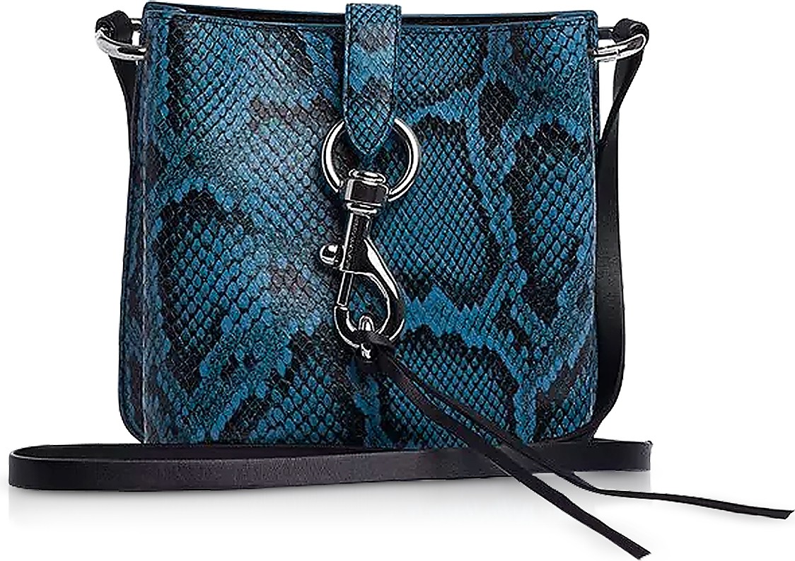 Rebecca Minkoff Megan Mini Cement Blue Leather Feed Bag