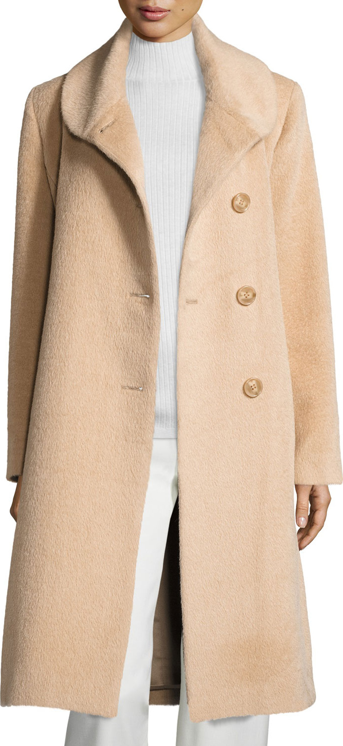 Sofia Cashmere Round-Collar Button-Front Midi Alpaca Coat Sofia Cashmere Round-Collar Button-Front Midi Alpaca Coat