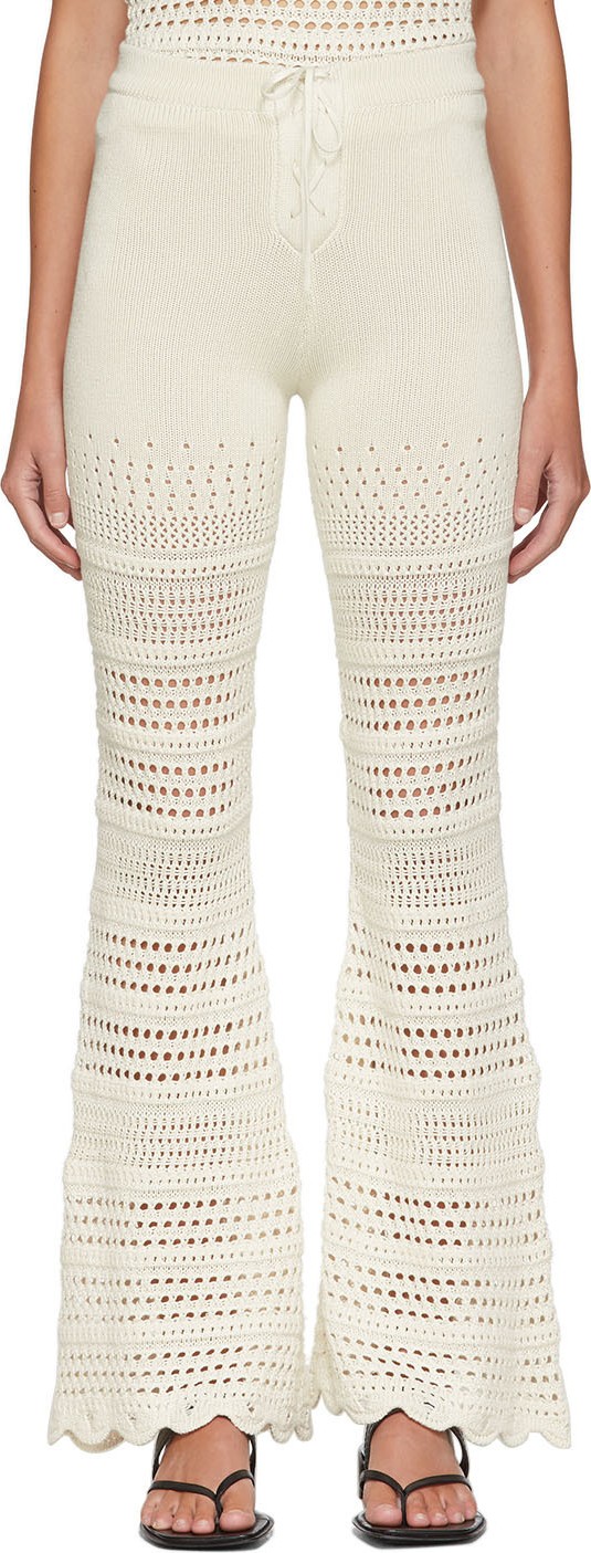 Amiri Off-White Checkered Crochet Flare Lounge Pants