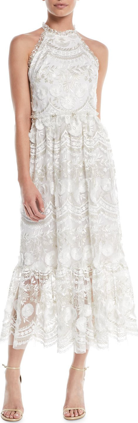 Shoshanna Rosita Lace Halter Midi Dress