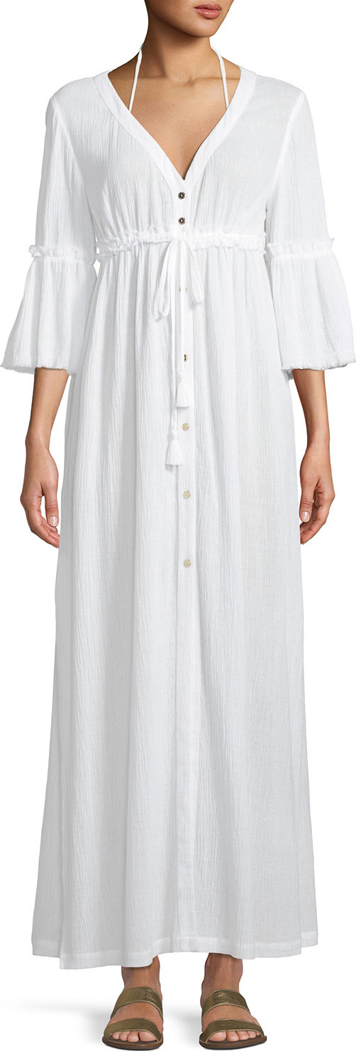 HEIDI KLEIN Portofino Button-Front Maxi Coverup Kaftan
