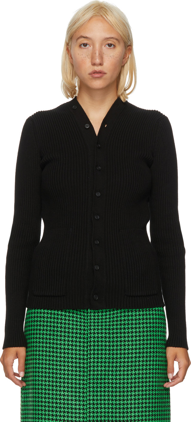 Balenciaga - Black Rib Knit Cardigan