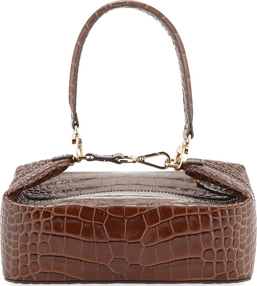 Rejina Pyo Olivia Crocodile-Embossed Top Handle Bag, Brown