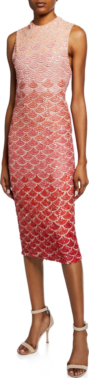 Alice + Olivia Rosalee Embellished Mock-Neck Midi Gown