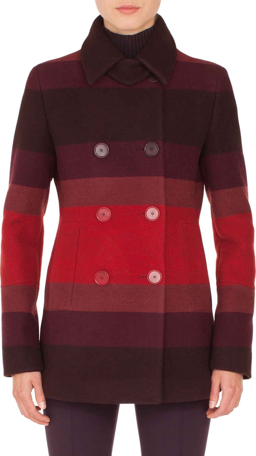 Akris Punto Multicolor Stripe Double Breasted Jacket