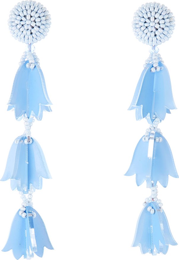 Oscar De La Renta Triple Bellflower Clip-On Earrings