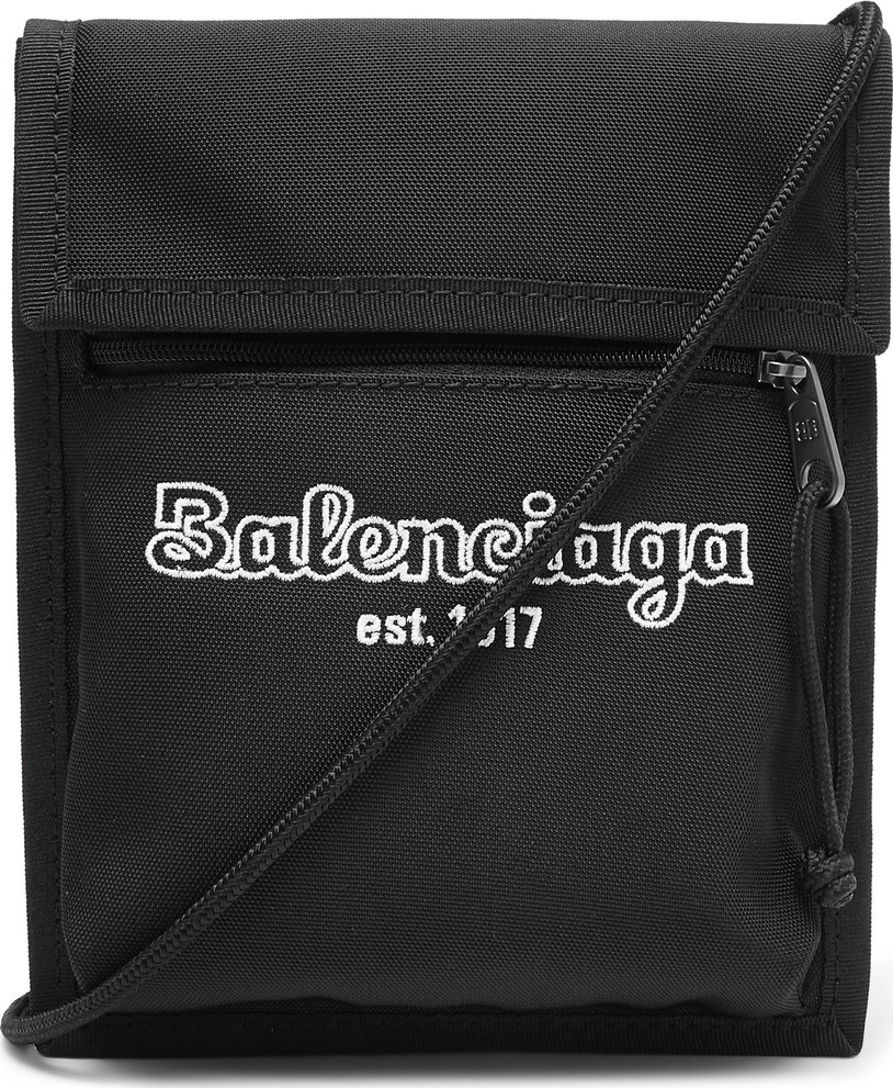 Balenciaga Logo-Embroidered Canvas Messenger Bag