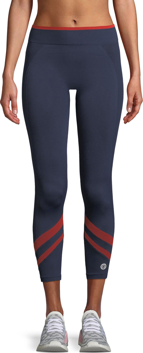 Tory Sport Seamless Chevron Cropped Activewear Leggings