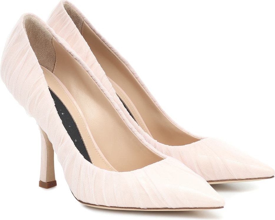 Midnight 00 Leather and tulle pumps