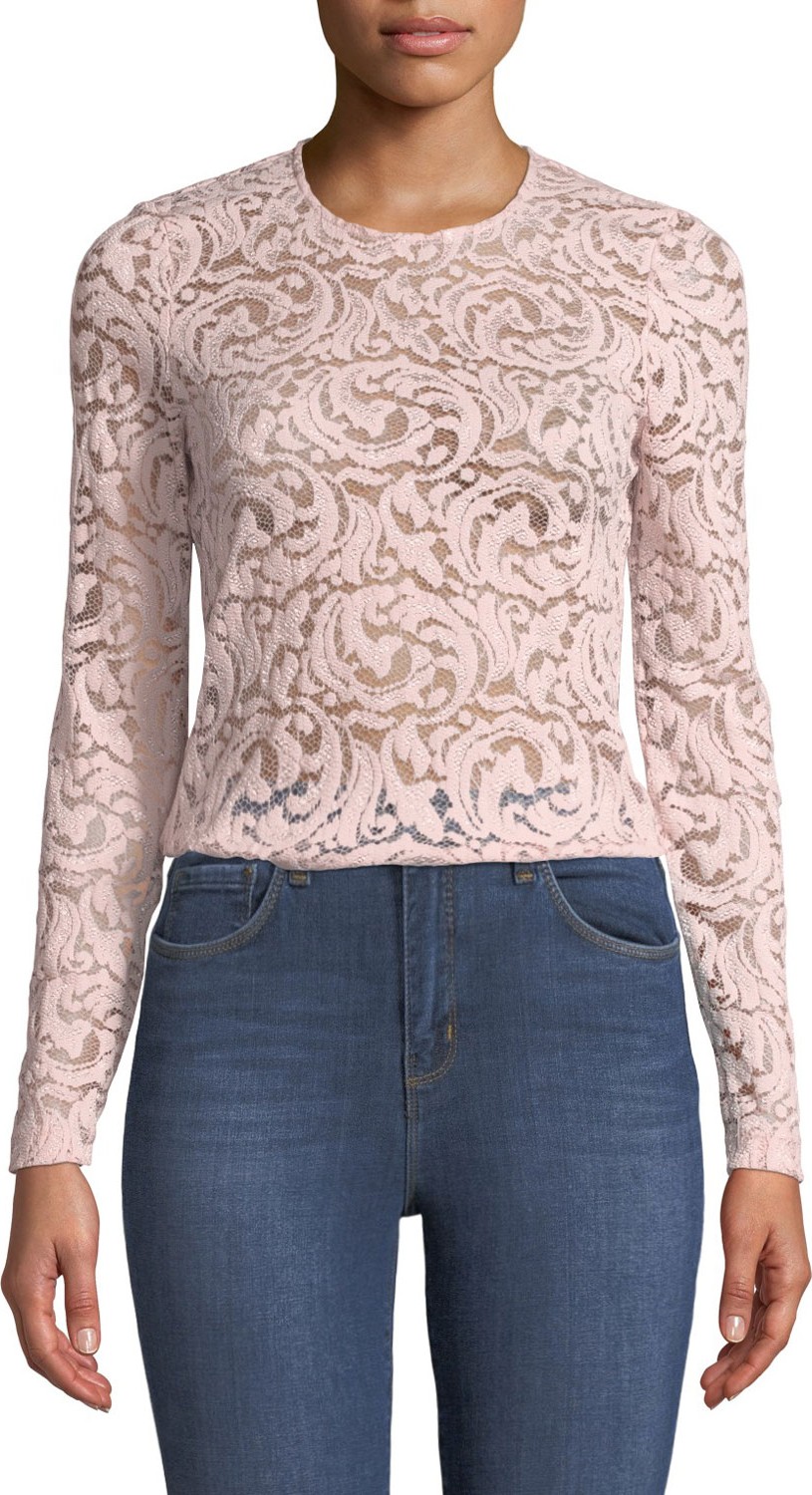 L'AGENCE Annika Long-Sleeve Lace Top