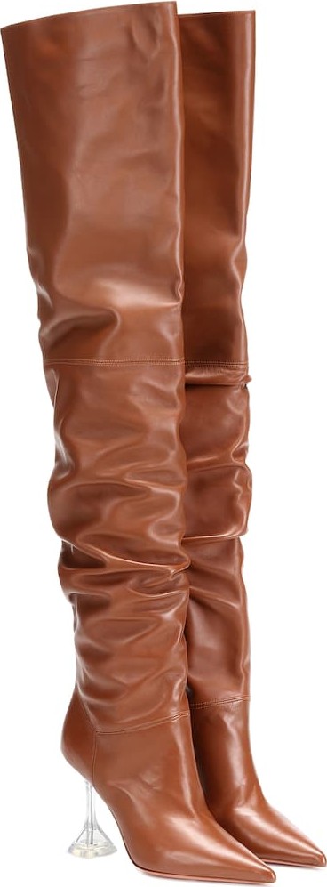 Amina Muaddi Olivia leather over-the-knee boots