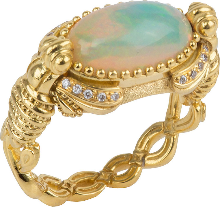 Konstantino 18k Yellow Gold Opal Ring w/ Diamonds