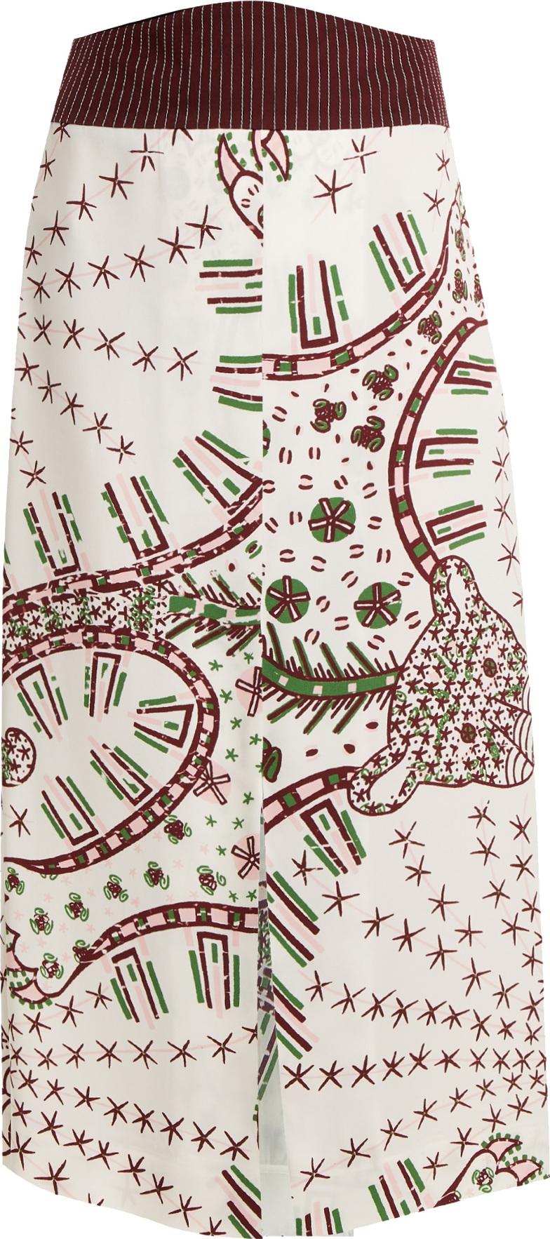 Valentino Graphic-print crepe midi skirt