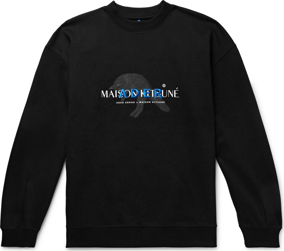 Maison Kitsune + ADER error Oversized Logo-Detailed Cotton-Blend Jersey Sweatshirt
