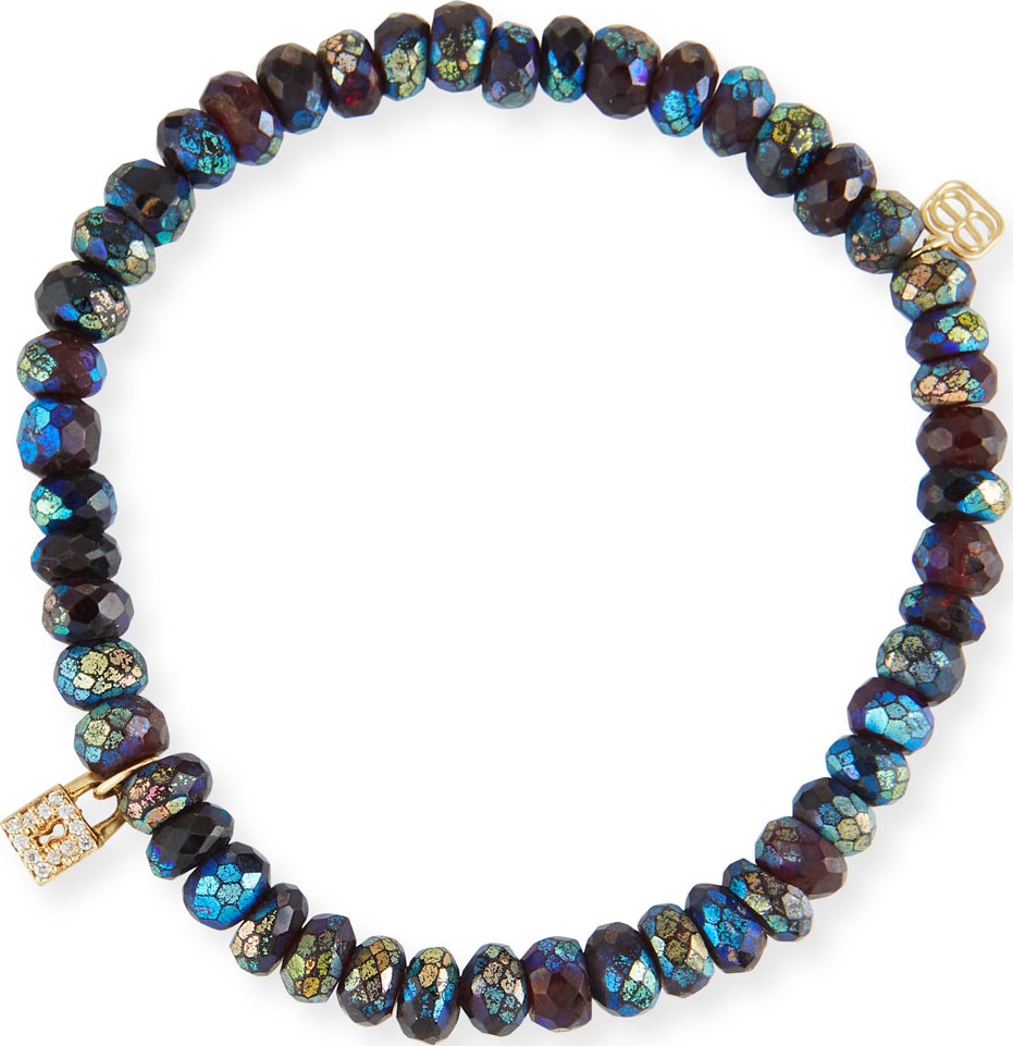 Sydney Evan Metallic Garnet & Diamond Lock Bracelet