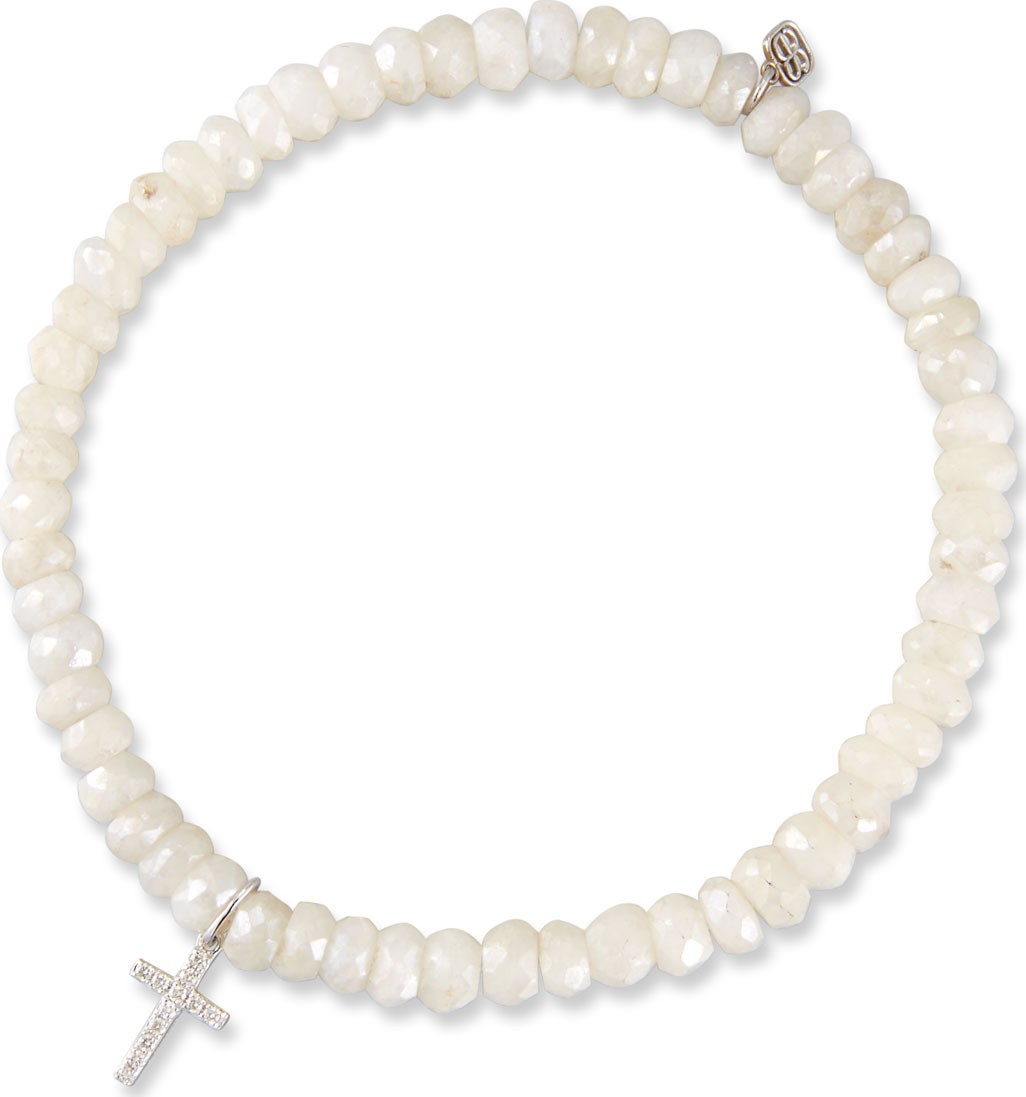 Sydney Evan 14k Mystic Quartz Rondelle Bracelet w/ Cross