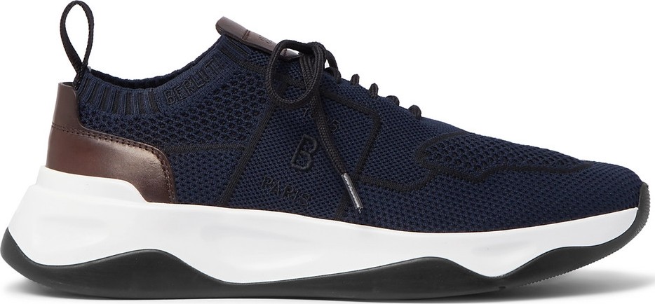 Berluti Shadow Leather-Trimmed Mesh Sneakers