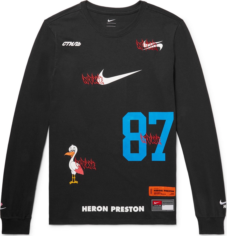 Nike + Heron Preston Embroidered Printed Cotton-Jersey T-Shirt