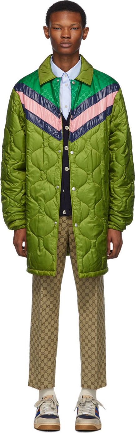 Gucci Green Quilted GG Coat