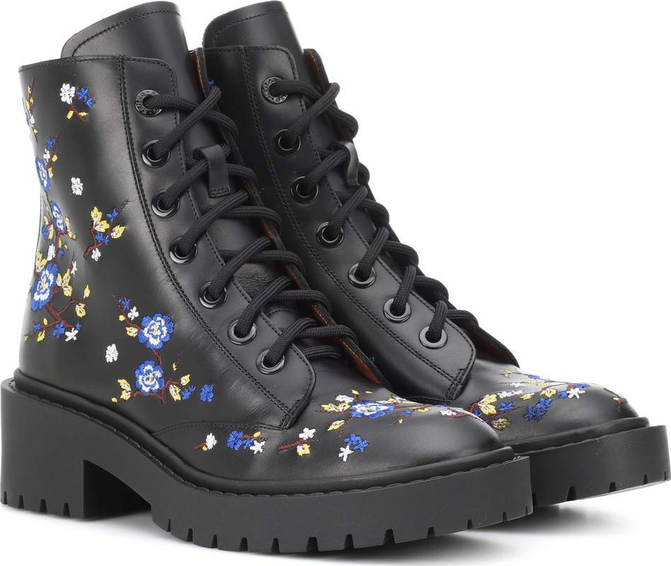 KENZO Pike embroidered leather boots