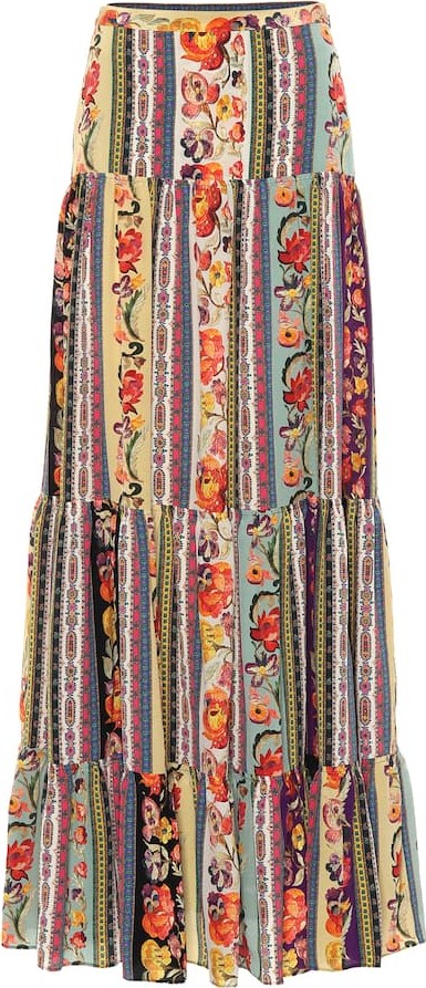 Etro Printed silk maxi skirt