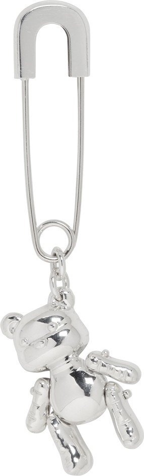Ambush SSENSE Exclusive Silver Inflated Teddy Bear Earring