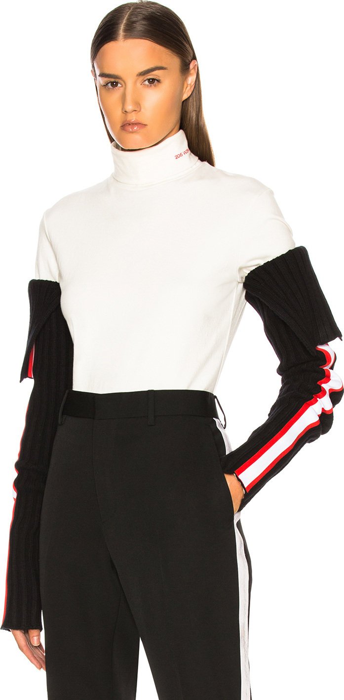 Calvin Klein 205W39NYC Intarsia Stripe Trim Rib Knit Sleeves