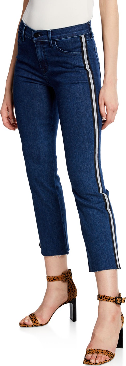 J BRAND Selena Mid-Rise Cropped Boot-Cut Jeans w/ Side Stripes