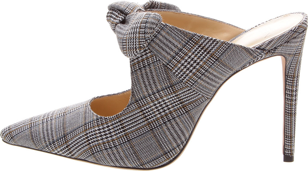 Alexandre Birman Evelyn Plaid and Houndstooth Mules with Bow